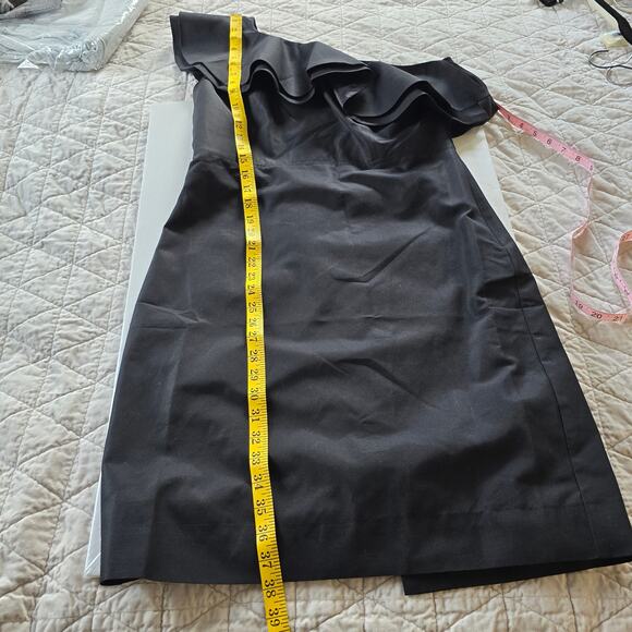 J Crew Dress Women's 8 Black Silk Blend One Shoulder Dark Romantic Feminine NEW - Picture 10 of 11